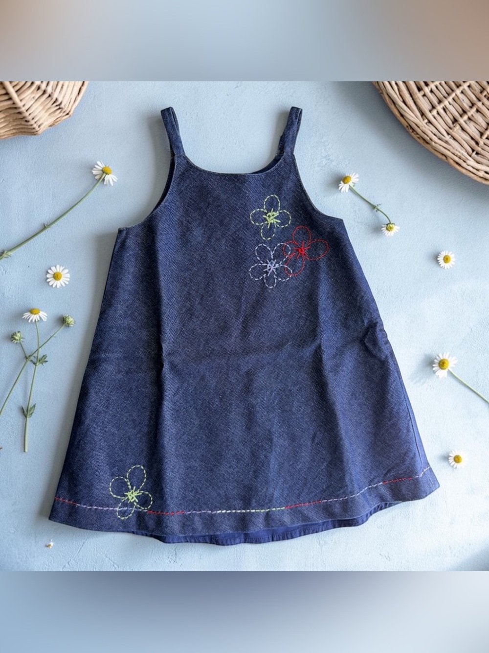 Baby Gap Kids Girl Denim Dress Skirt Floral Size 3XL